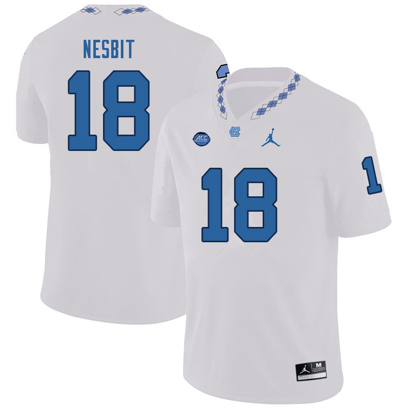 Men #18 Bryson Nesbit North Carolina Tar Heels College Football Jerseys Sale-White